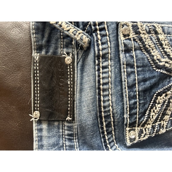 Vigoss The Chelsea Slim Boot 7/8 33 Long Denim Jeans Medium Wash Distressed - Picture 15 of 16